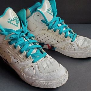 NIKE Flight Retro White Teal Pink Accents Sz 9